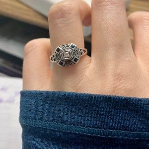 Vintage Sterling Silver CZ Art Deco Ring 5
